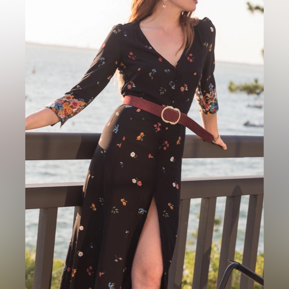 Sezane Gillian Dress Maxi Multicolor Floral Printed Boudoir Size 36 US 4 - Picture 9 of 9